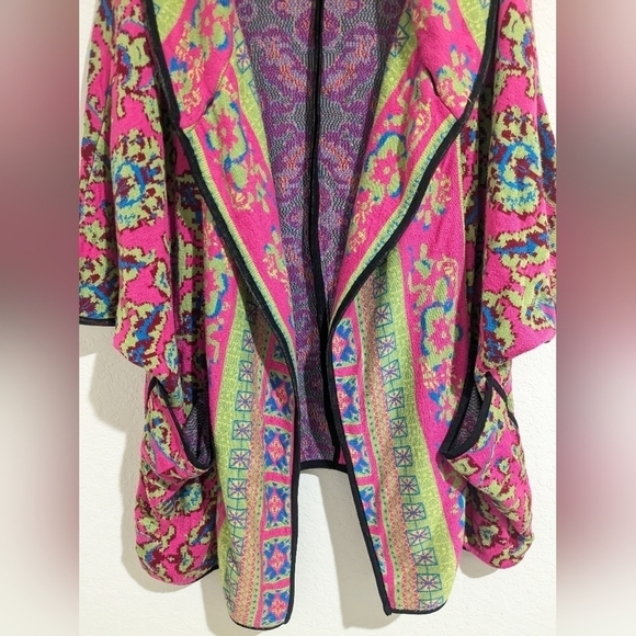 Anthropologie Freeway Colorful Oversized Sweater Cardigan Cape Maximalist Retro - Picture 5 of 14